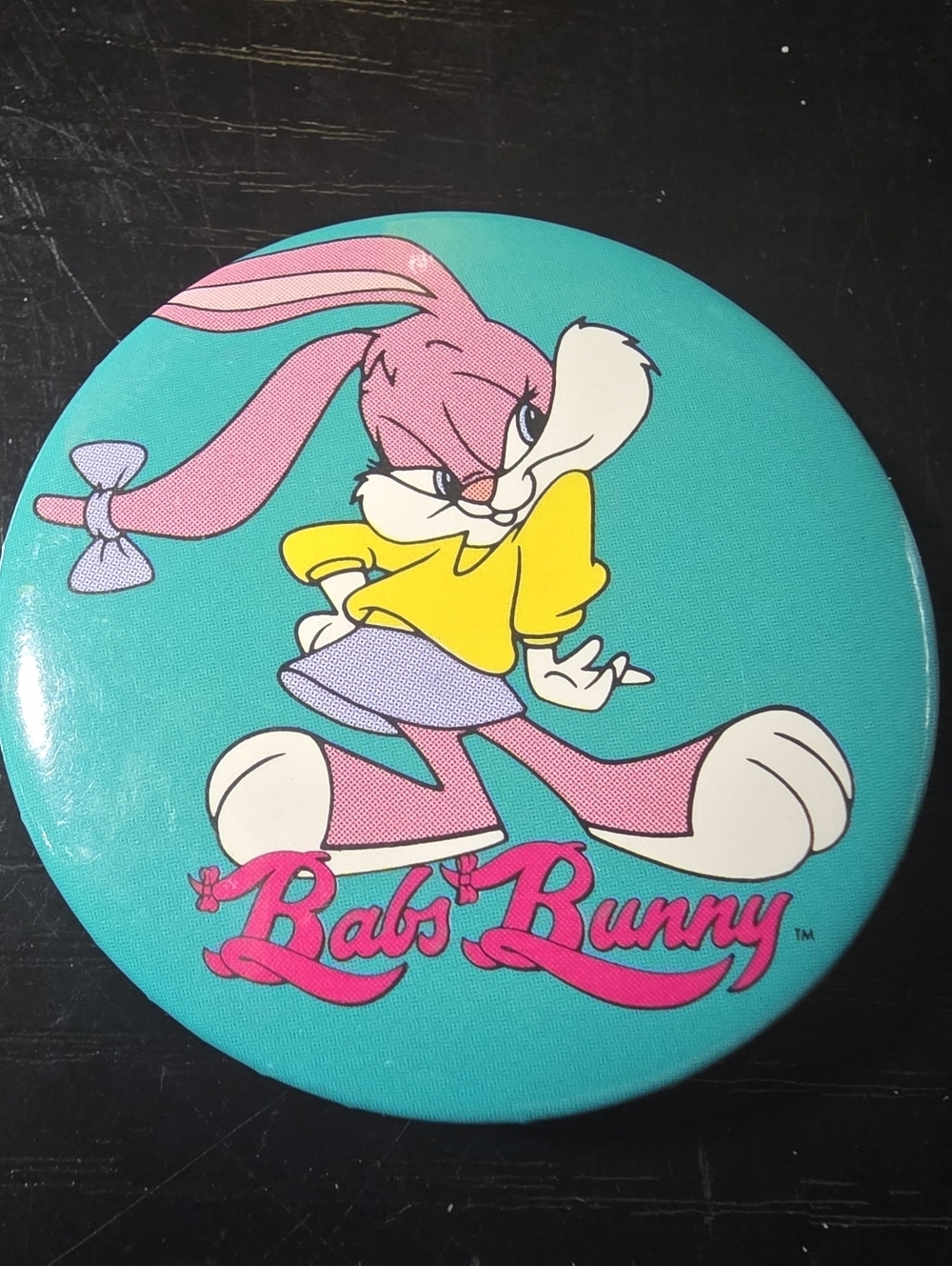 Vintage 90s Babs Bunny 1.5" Pin Back Button Looney Tunes Warner Brothers